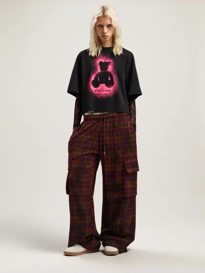 Palm Angels Spray Bear Cropped Tee In Black