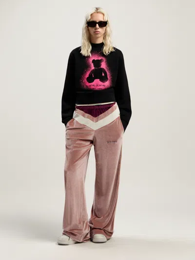 PALM ANGELS SPRAY BEAR FITTED CREW SWEATSHIRT