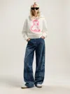 Palm Angels Spray Bear Fitted Hoody In White