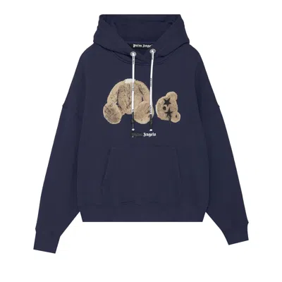 Pre-owned Palm Angels Spray Bear Hoodie 'navy/brown' In Blue