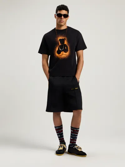 Palm Angels Spray Bear Regular T-shirt In Black
