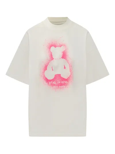 Palm Angels Spray Bear Loose T-shirt In Pink