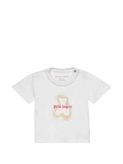 Palm Angels Babies' Spray Bear T-shirt In White
