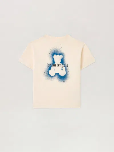 Palm Angels Kids' Spray Bear T-shirt In White
