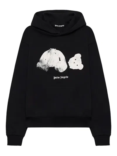 Palm Angels Spray Broken Bear Hooded Sweatshirt In Black