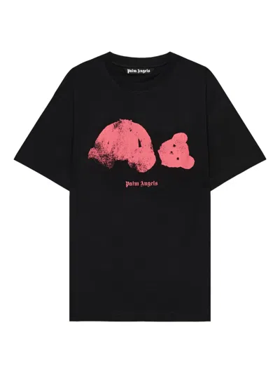 Palm Angels Spray Broken Bear T-shirt In Black