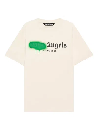 Palm Angels Spray City Los Angeles Dripping Logo T-shirt In Neutral