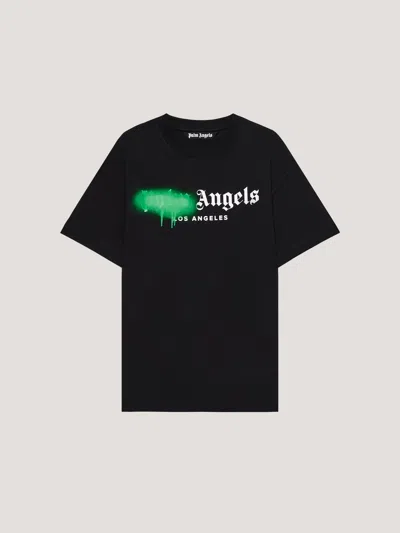 Palm Angels Spray City Los Angeles Dripping Logo T-shirt In Black
