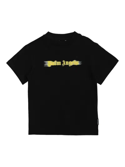Palm Angels Spray-effect Logo T-shirt In Black