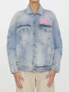 Palm Angels Graffiti-print Denim Jacket In Multi