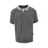 Palm Angels Grey Short-sleeved T-shirt With Artistic Logo Detail In Gray