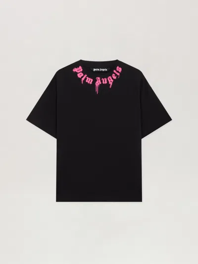 Palm Angels Spray Neck Logo T-shirt In Black