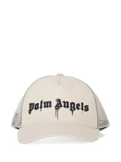 Palm Angels Spray Logo Trucker Cap Off White - Black