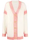 Palm Angels Patent Leather Effect Palm Cardigan In White