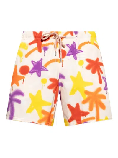 Palm Angels Spray-paint Swim Shorts In Multi