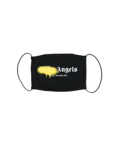 Palm Angels Spray Print Face Mask In Black