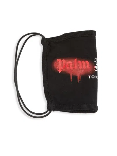 Palm Angels Kids' Sprayed Logo Mask In Black Red