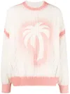 Palm Angels Patent Leather Effect Palm Sweater In Pink