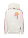 Palm Angels Sprayed Palm Hoodie Sweatshirt With Multicolored Print In White