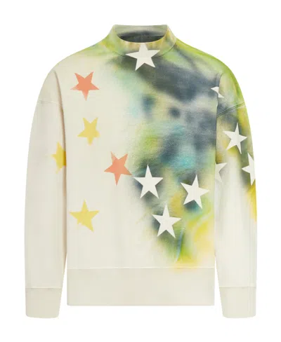 Palm Angels Sprayed Stars Cotton Sweatshirt In White