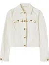 Palm Angels Spread-collar Cotton Denim Jacket In Neutral
