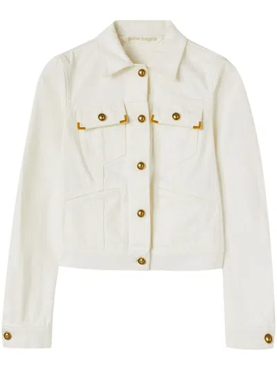 Palm Angels Short Denim Jacket In White
