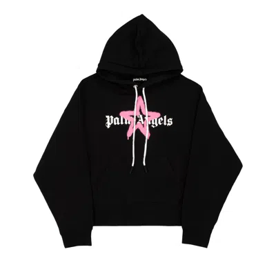 Pre-owned Palm Angels Star Sprayed Hoodie 'black/pink'