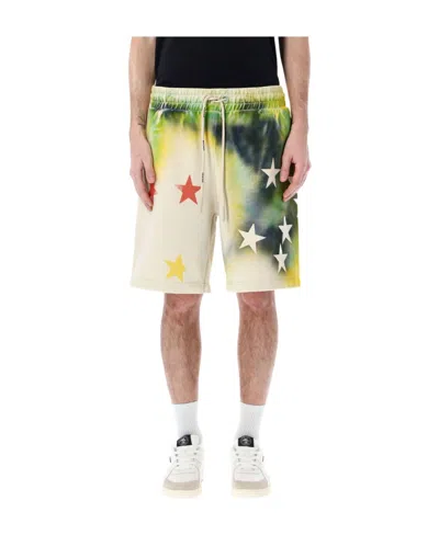 Palm Angels Star Sprayed Track Shorts In White