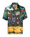 Palm Angels Starry Night Drawstring Swim Shorts In Black