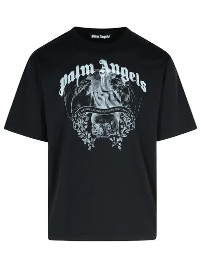 PALM ANGELS STATEMENT BLACK COTTON T-SHIRT