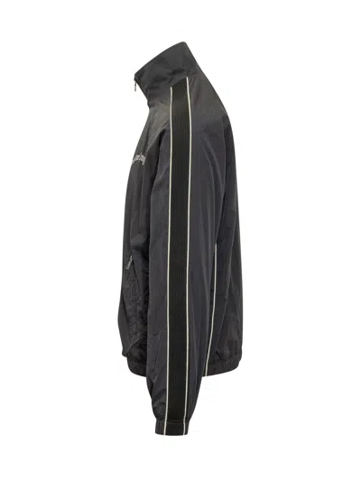 Palm Angels Statement Jacket With Zip Neck And Logo In Black