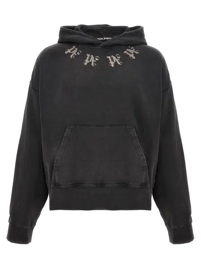 Palm Angels Statement Monogram Hoodie In Black