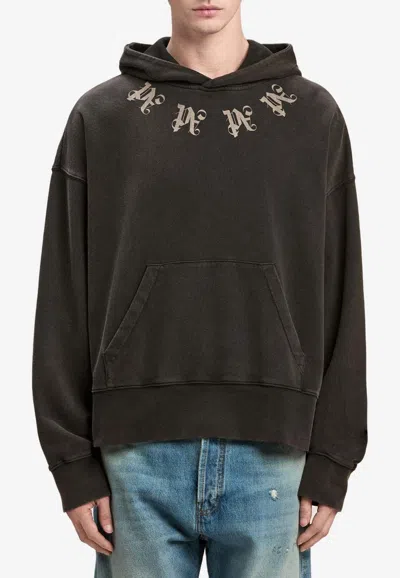 PALM ANGELS STATEMENT MONOGRAM PRINT HOODED SWEATSHIRT
