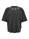 Palm Angels Gradient Gray Cotton T-shirt With Contrast Print In Black