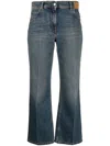 Palm Angels High Waist Denim Jeans With Star Patch In Denim