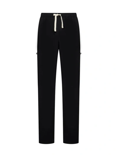 Palm Angels Straight Leg Drawstring Trousers In Nero