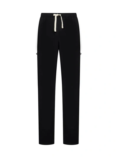 Palm Angels Straight Leg Drawstring Pants In Black Black