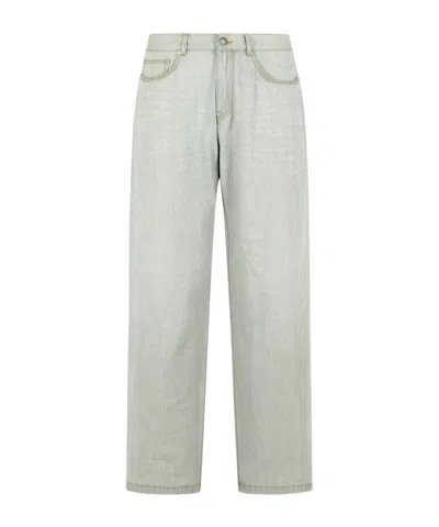 Palm Angels Straight Leg Jeans In White