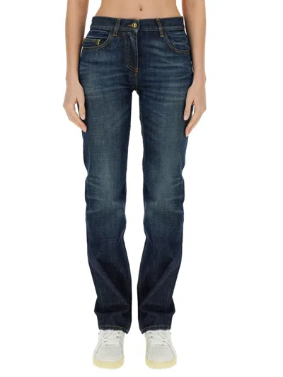 Palm Angels Straight Leg Jeans In Blue