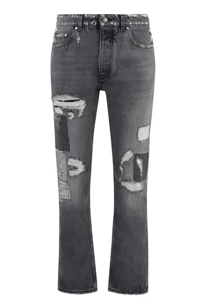 Palm Angels Straight Leg Jeans In Gray