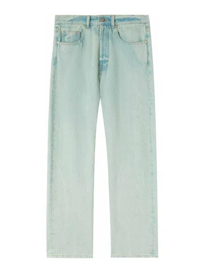 Palm Angels Straight Leg Jeans In Light Green