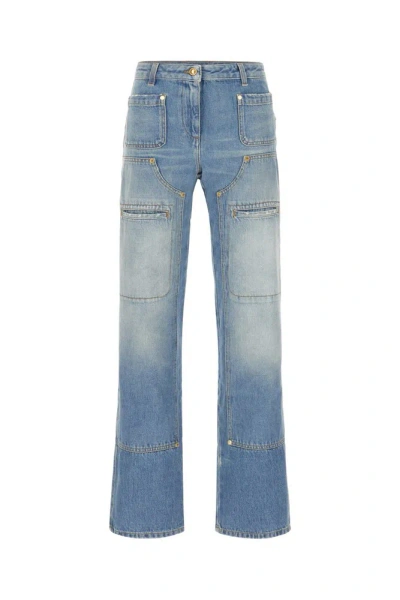 Palm Angels Straight Leg Panelled Jeans In Blue