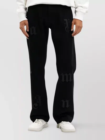 Palm Angels Straight Leg Trousers Logo Patch In Black