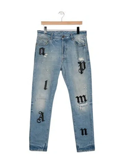 Pre-owned Palm Angels Straight-leg Jeans In Blue