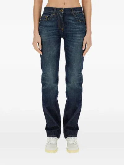 Palm Angels Moncler Padded Jacket With Zip Closure In Blue