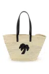 PALM ANGELS PALM ANGELS STRAW & PATENT LEATHER TOTE BAG WOMEN