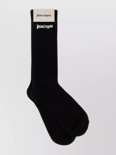 PALM ANGELS STRETCH COTTON BLEND SOCKS WITH RIBBED CUFF