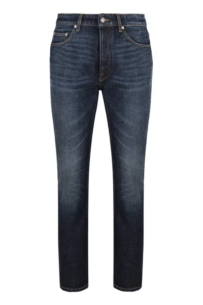 Palm Angels Stretch Cotton Jeans In Navy
