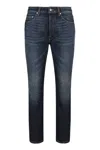 Palm Angels Belt Loops Faded Denim Trousers In Navy