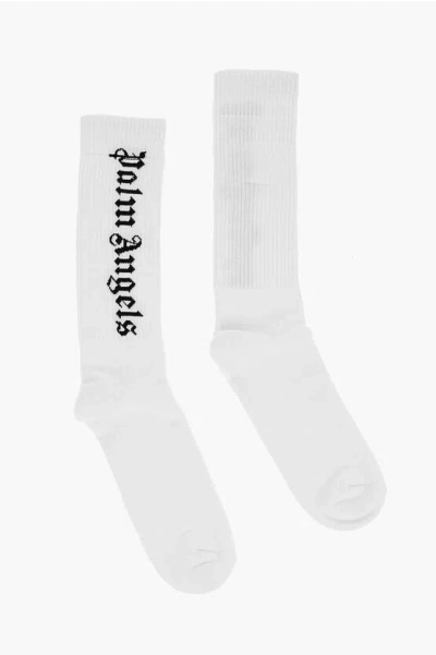 Palm Angels Stretch Cotton Long Socks With Contrasting Logo